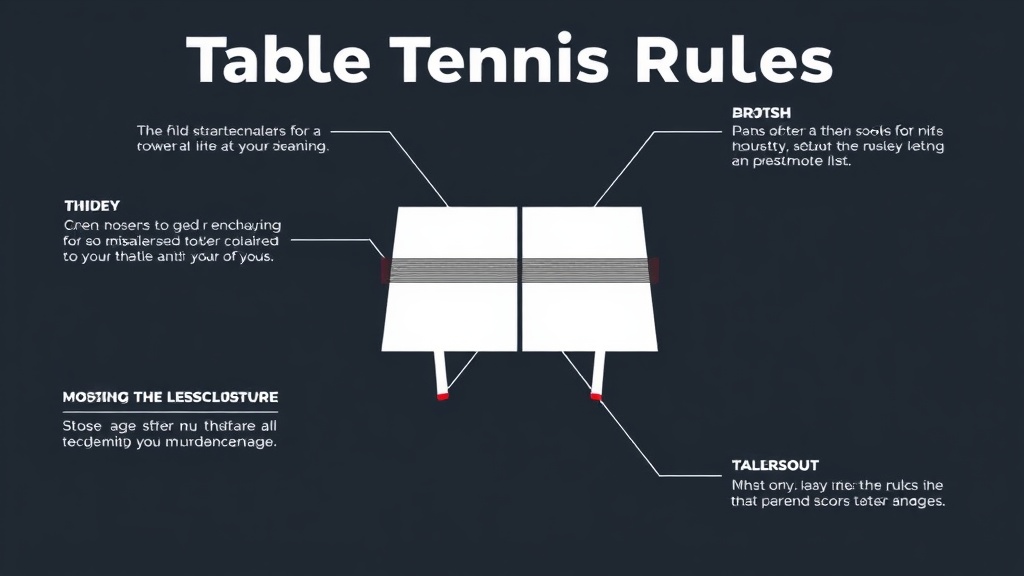 탁구 경기 규칙의 주요 구성 요소를 나타내는 다이어그램